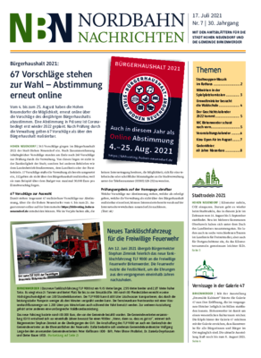 Nordbahn News vom 1626127200